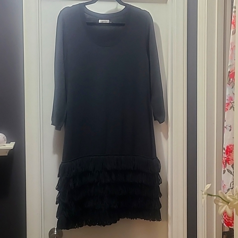 Calvin Klein Sweater Dress w/ bottom fringe